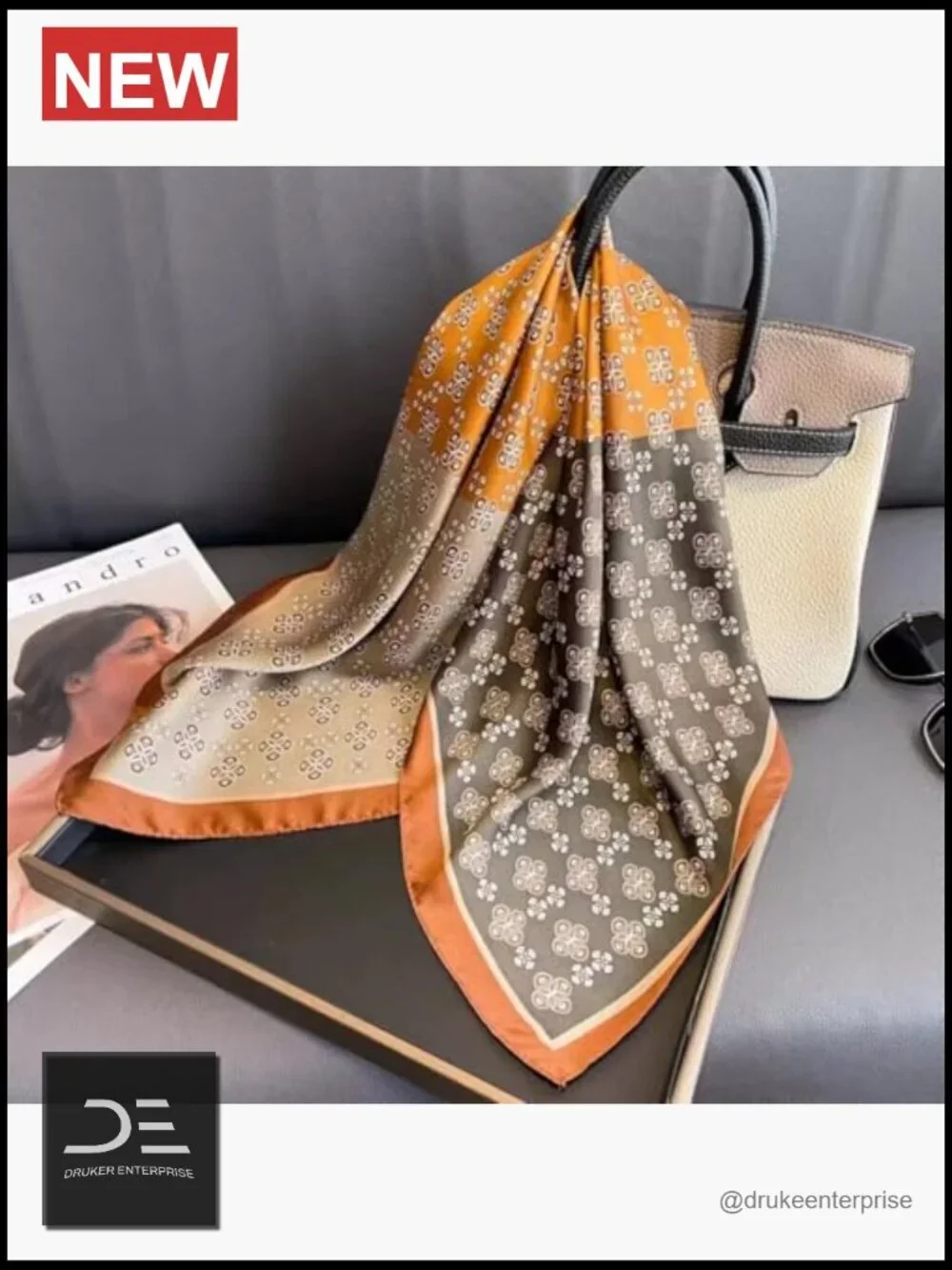 100% Mulberry Silk Square Scarf for Hair 25.6